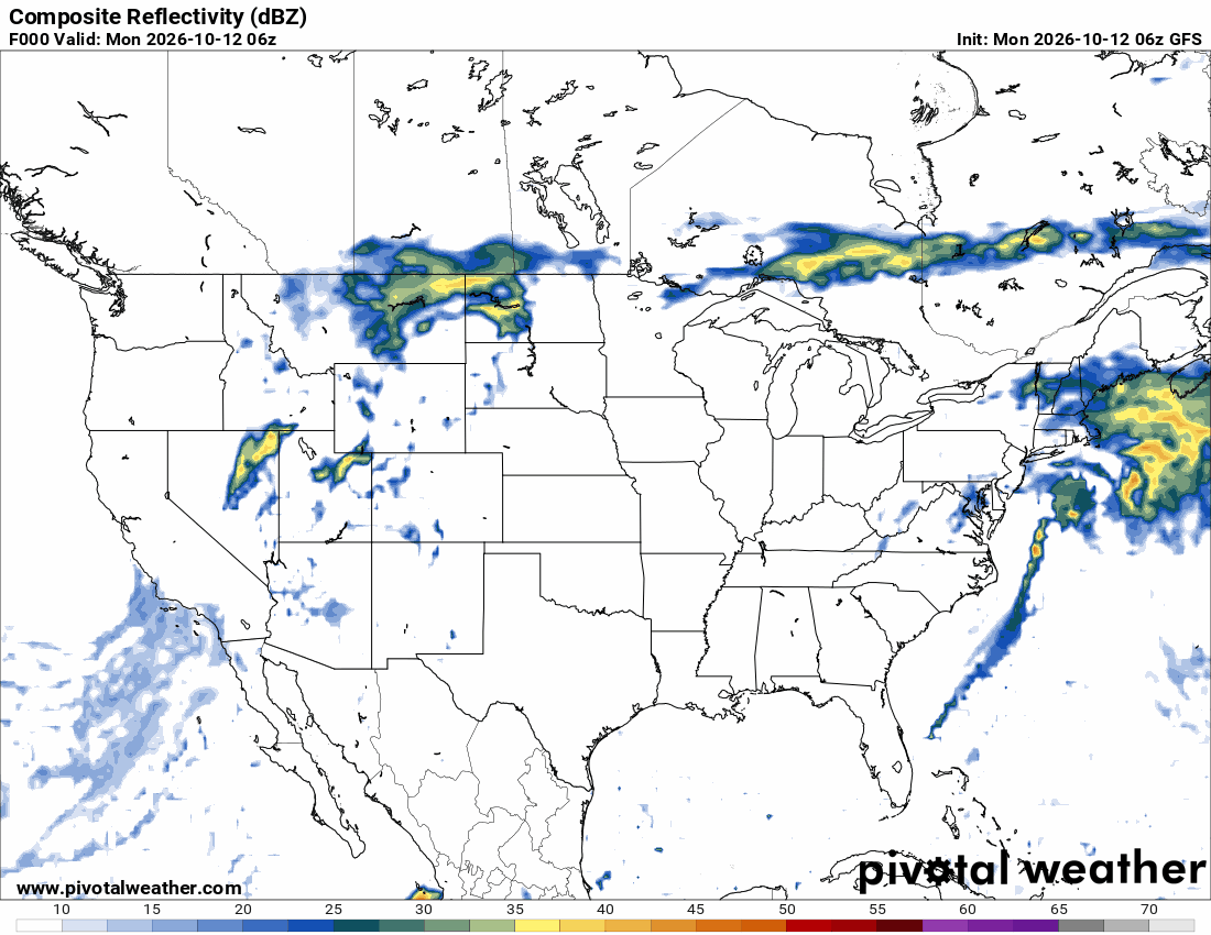 GFS composite reflectivity · Initialized Oct 11, 11:00 PM PDT. Valid Oct 11, 11:00 PM PDT through Oct 27, 11:00 PM PDT.