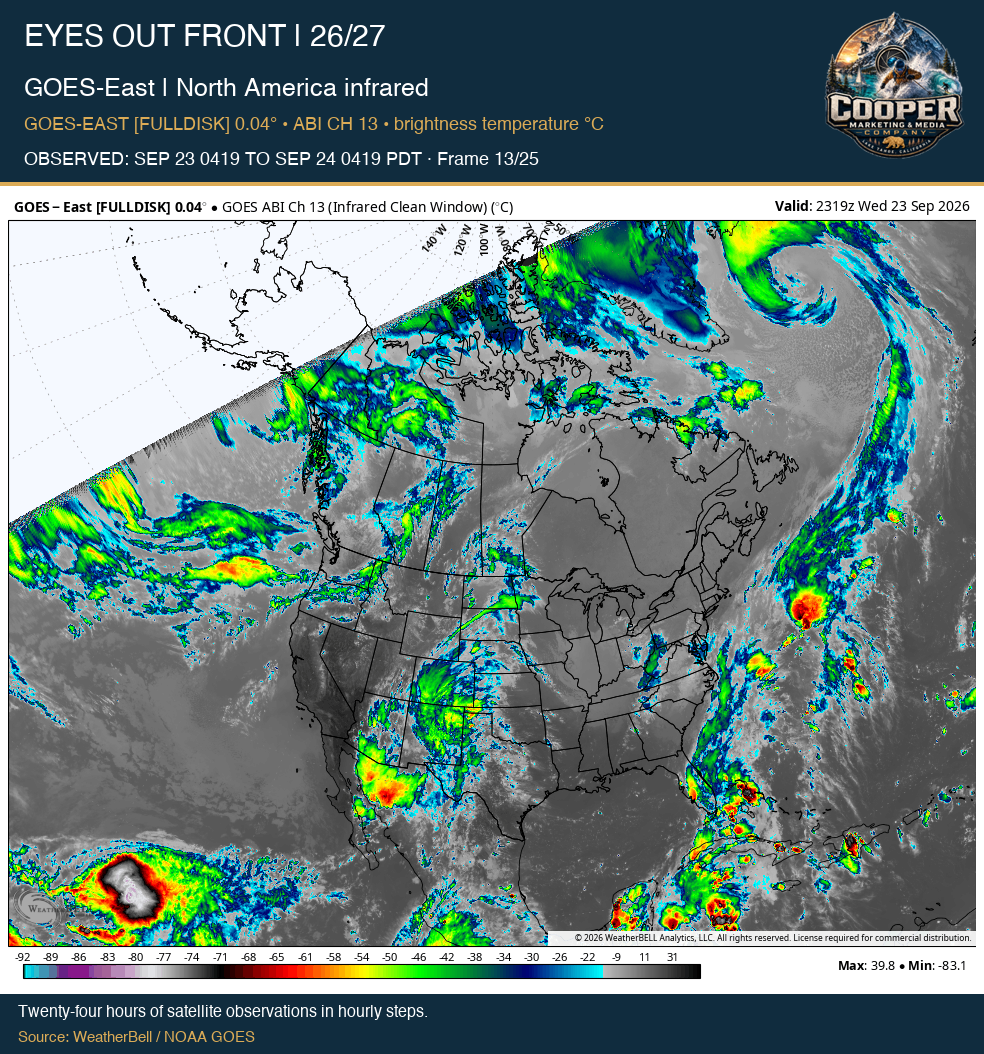 GOES-East | North America infrared, middle frame