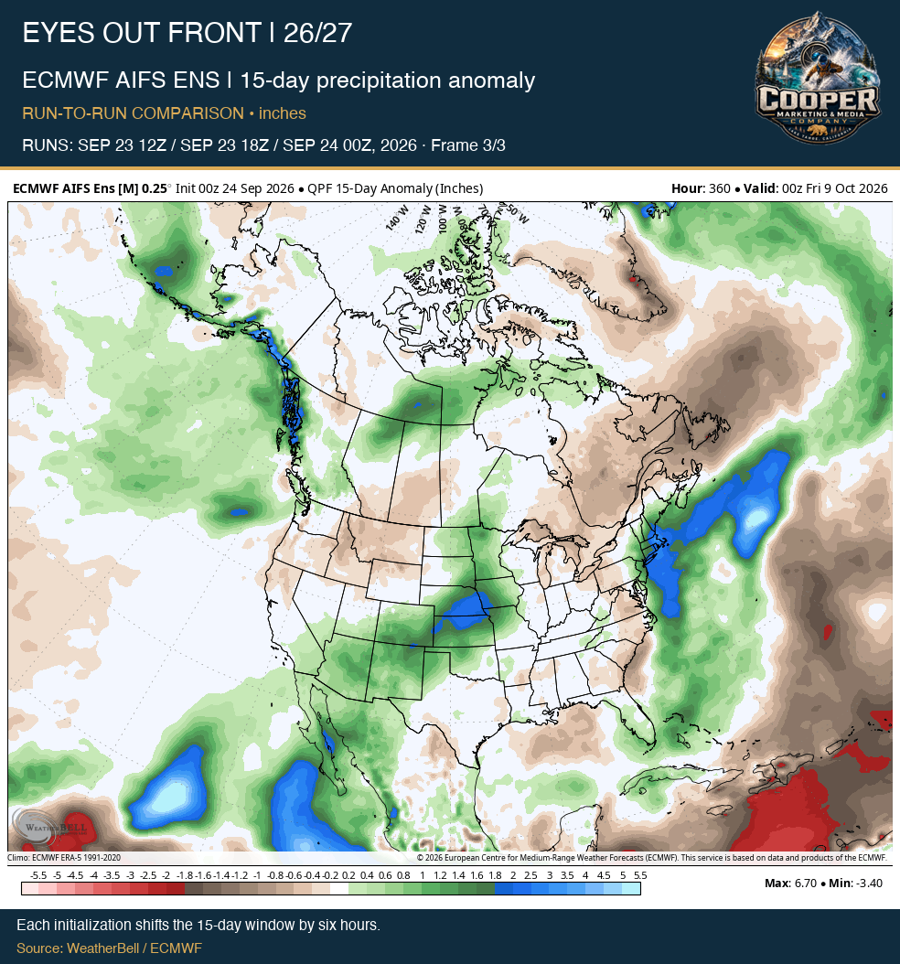 ECMWF AIFS ENS | 15-day precipitation anomaly, final frame