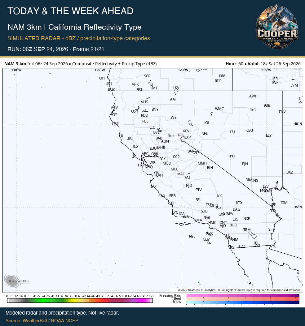 NAM 3km | California Reflectivity Type, final frame