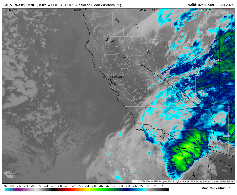 GOES-West [CONUS] 0.02° · California · Observed Oct 10, 7:48 PM PDT through Oct 11, 4:08 AM PDT.