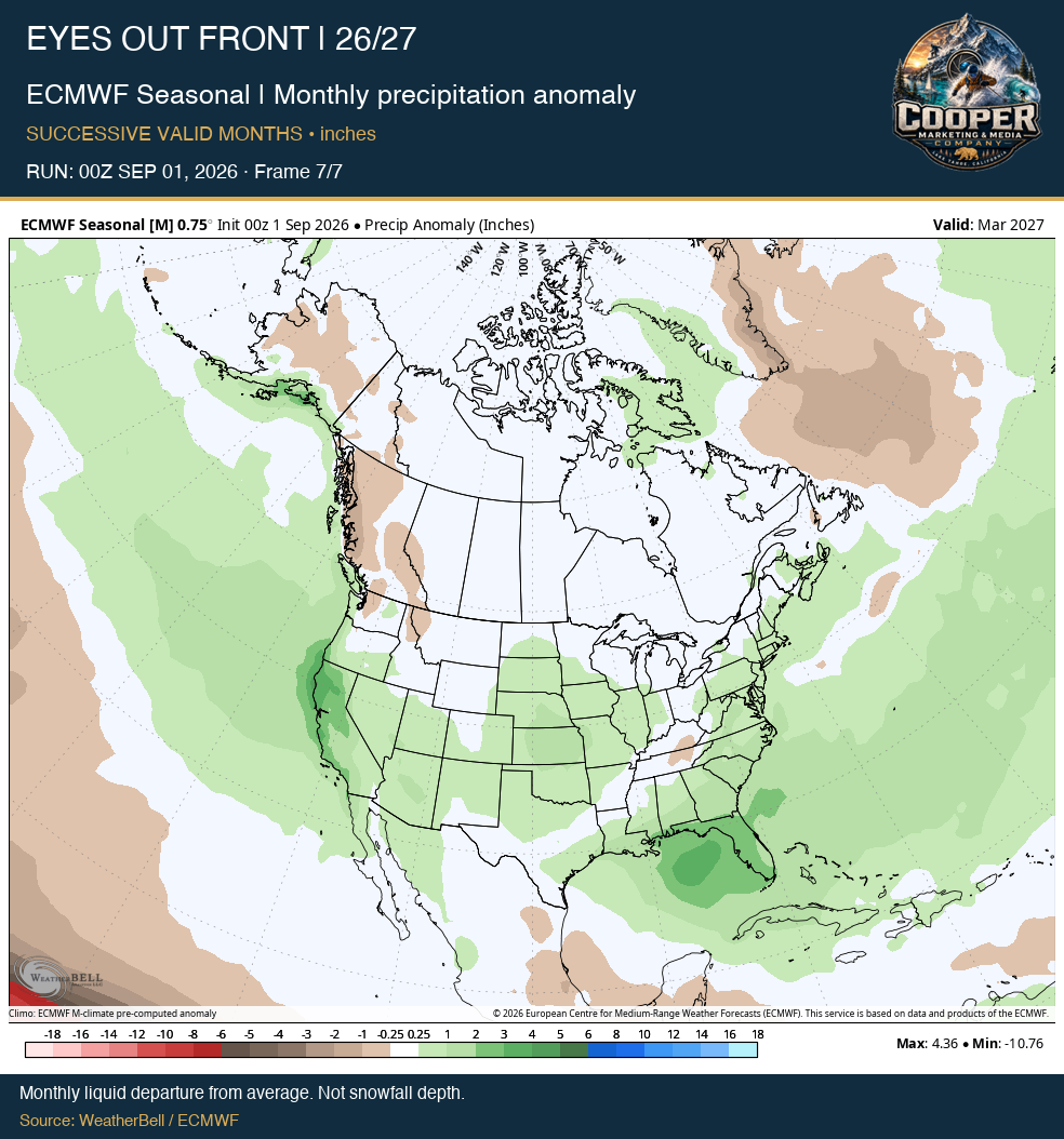 ECMWF Seasonal | Monthly precipitation anomaly, final frame