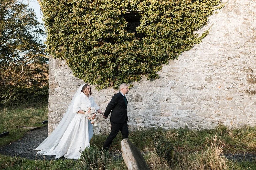 Adrienne and Josh sharing a romantic moment at the estate