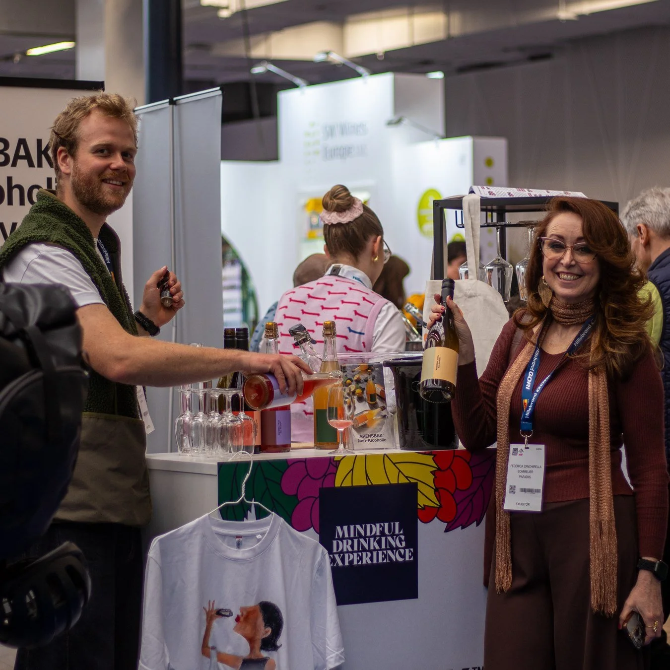 Visitors at a partner's Mindful Drinking Experience stand at London Wine Fair