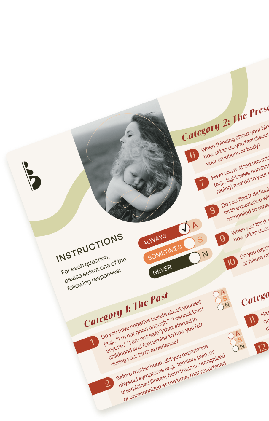 The Well Mother Checklist, free resource from Birth Feelings perinatal mental health Santa Monica