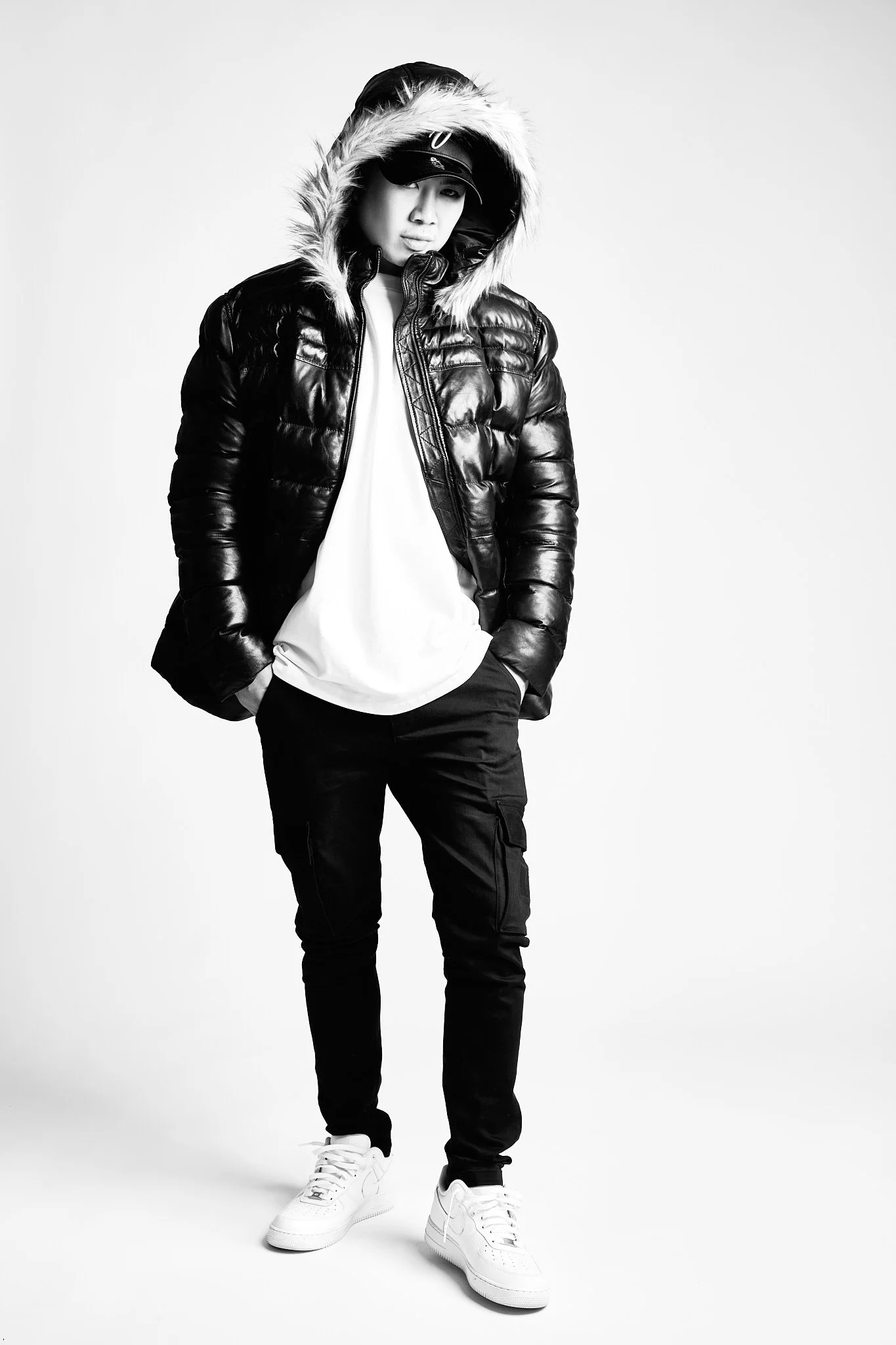 Far From Ordinary campaign puffer jacket full length