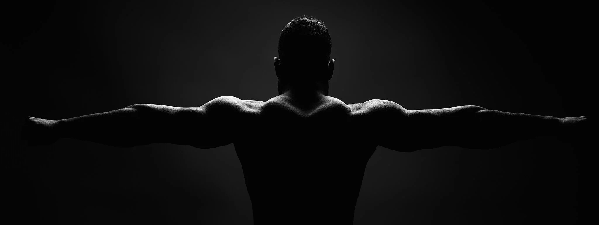 Studio portrait athlete silhouette
