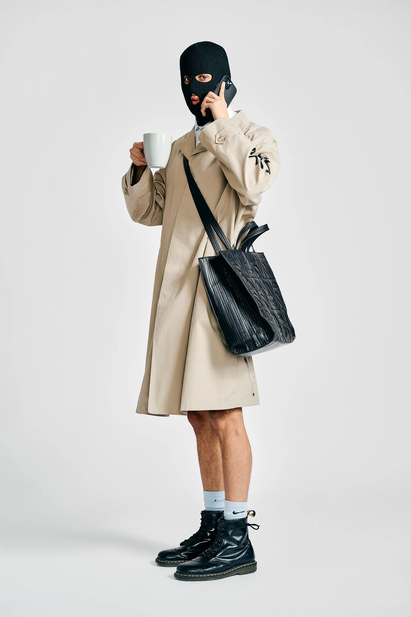 Conceptual fashion editorial menswear standing