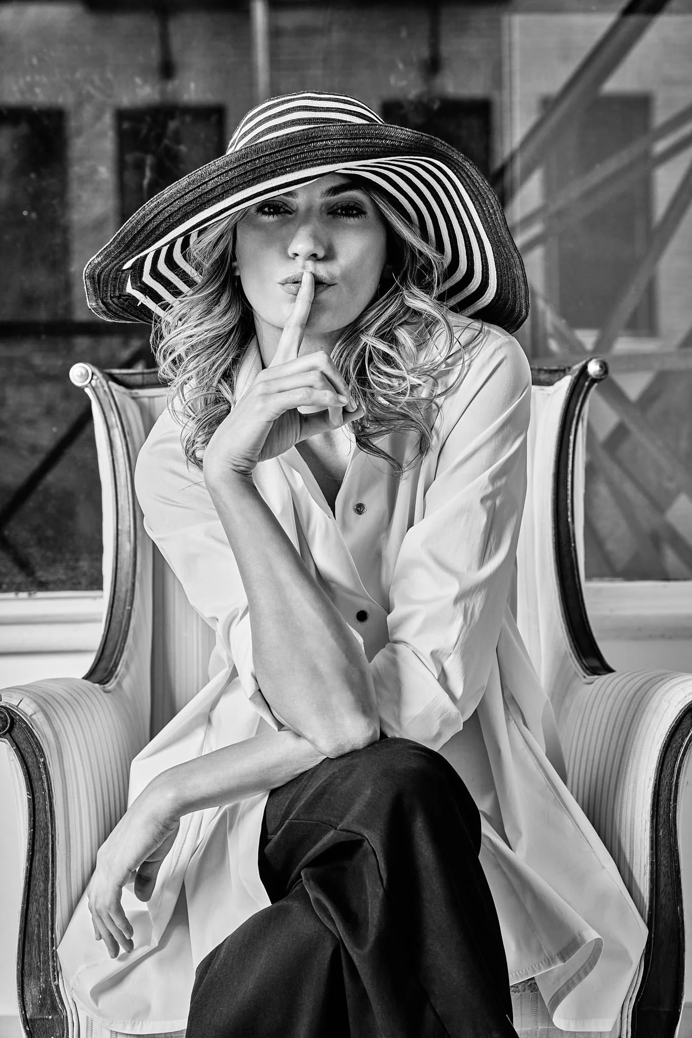 Lennard Taylor campaign striped hat portrait