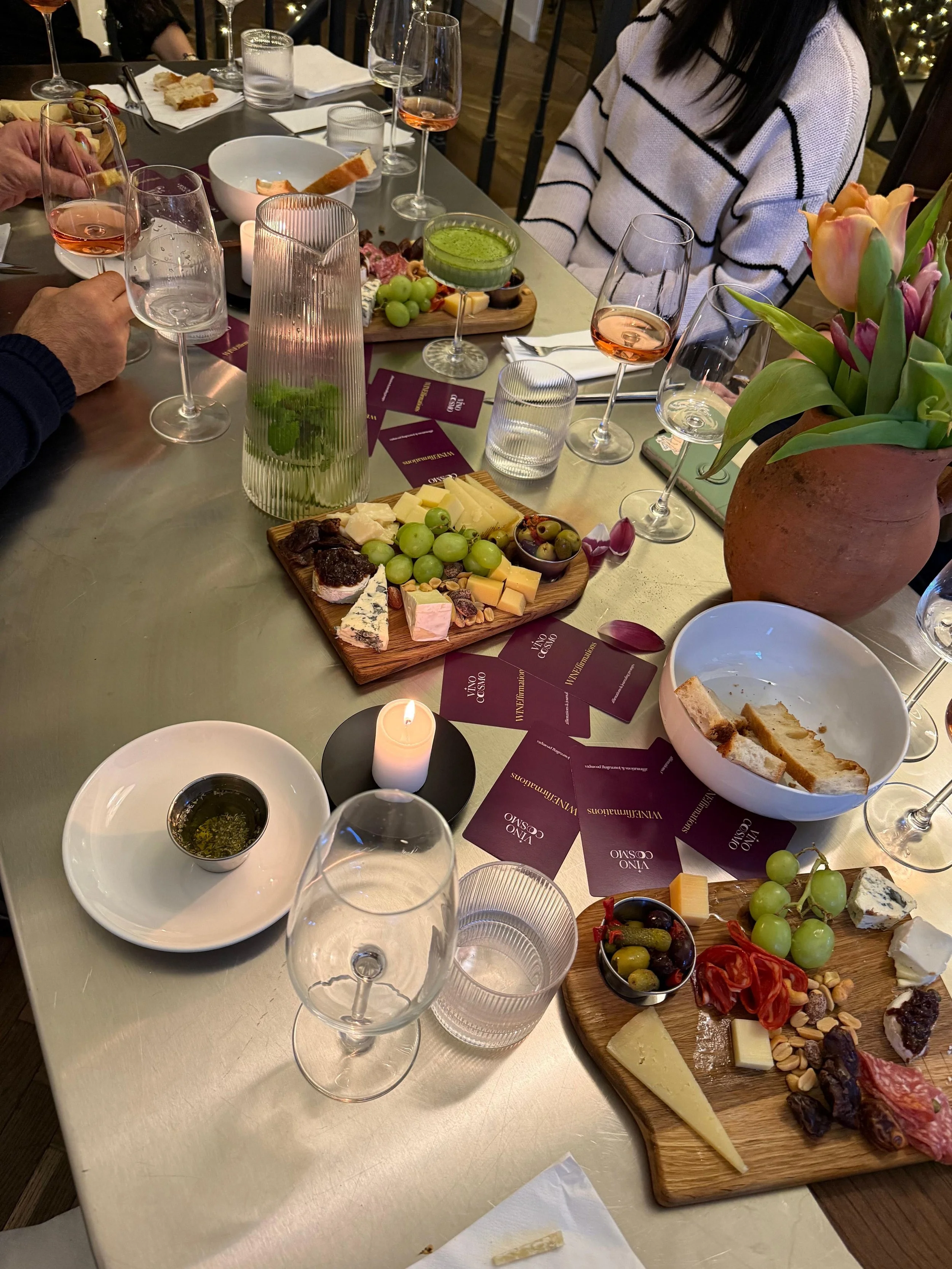 The long table set for the Full Moon series at ELK Cafe