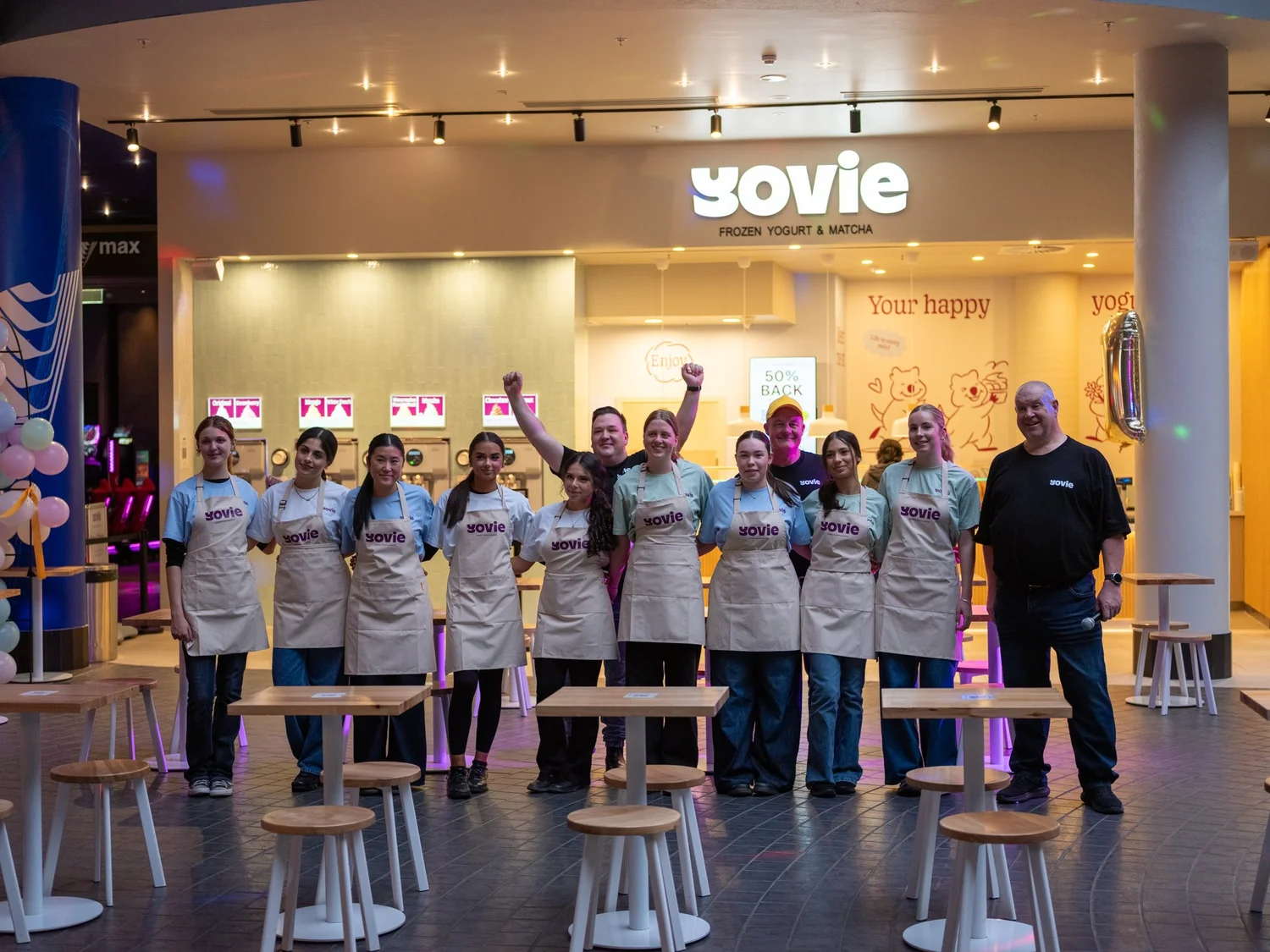 The Yovie team celebrating the Glen Waverley store opening