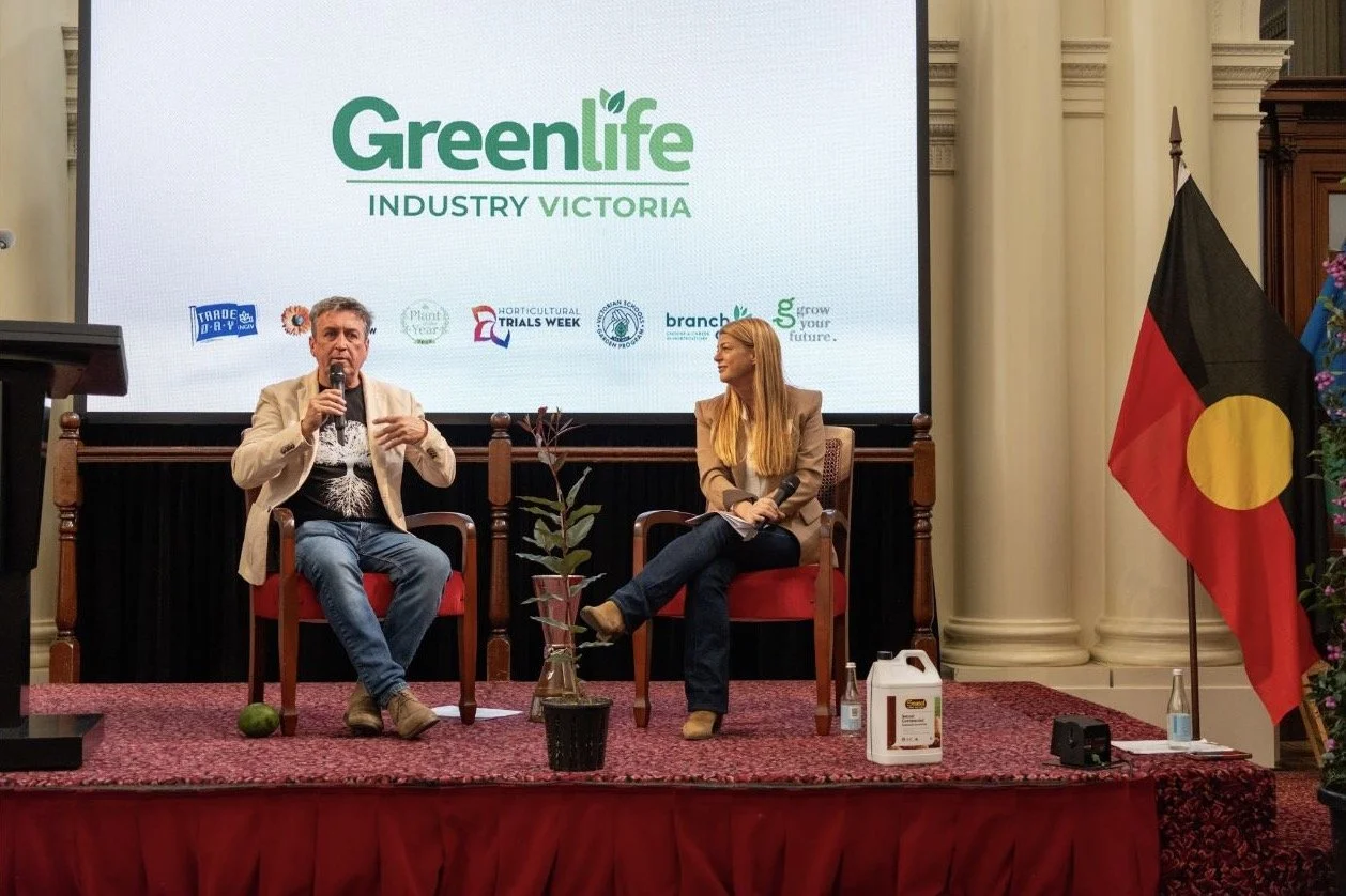 Two speakers during the showcase Q&A