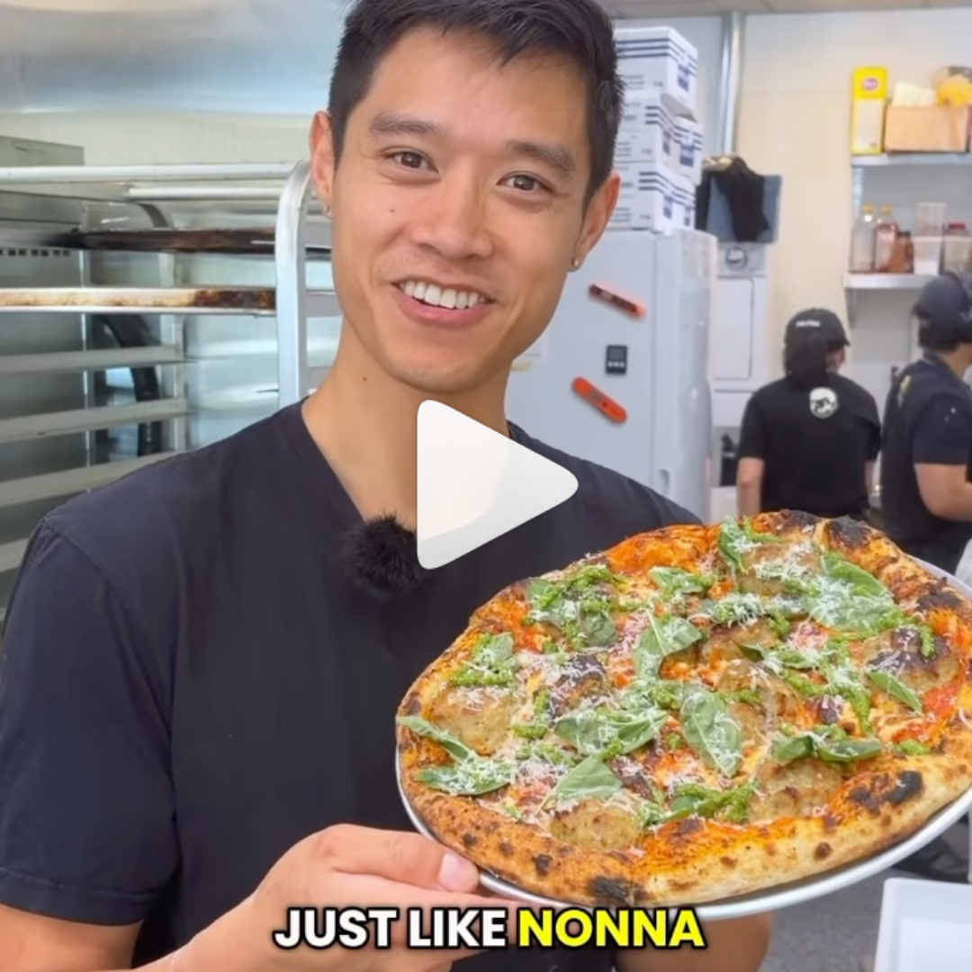 Nonna's meatball pizza post on Just Pizza Instagram