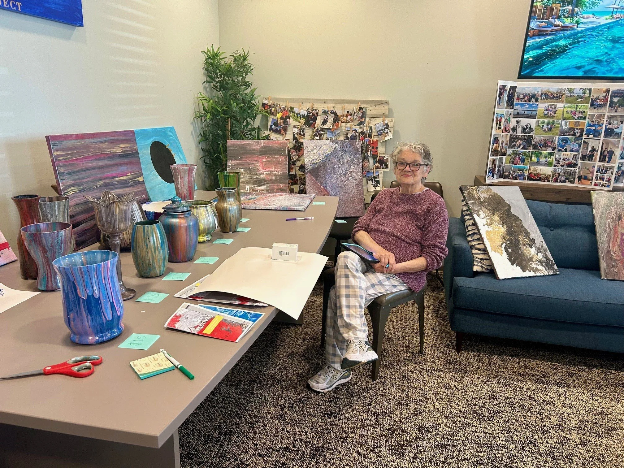 Person we support at an art class at CONNECT Communities