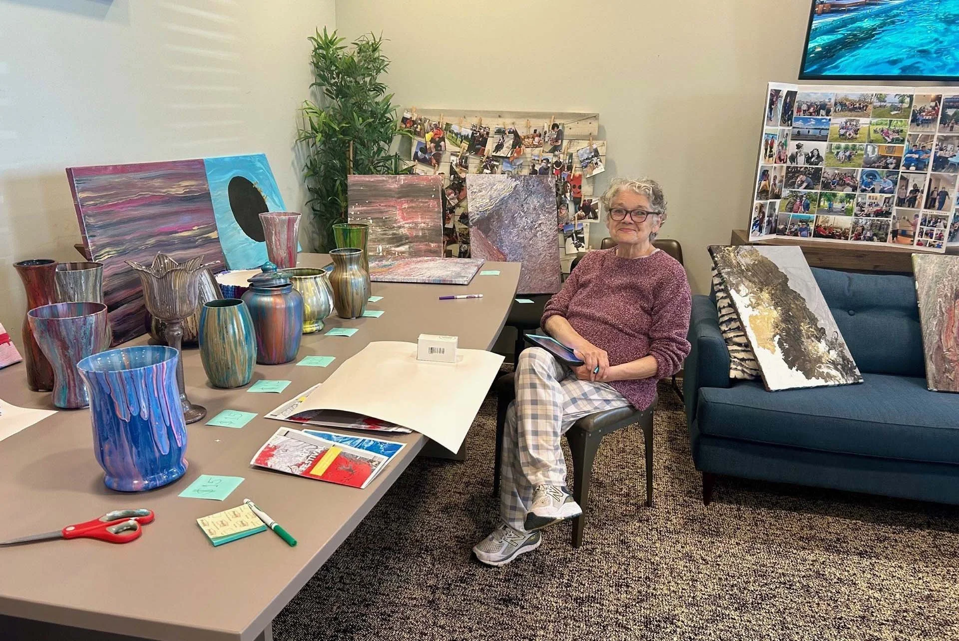 Person we support at an art class at CONNECT Communities