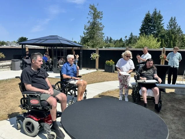 Brain injury rehab patient speaking at CONNECT's anniversary