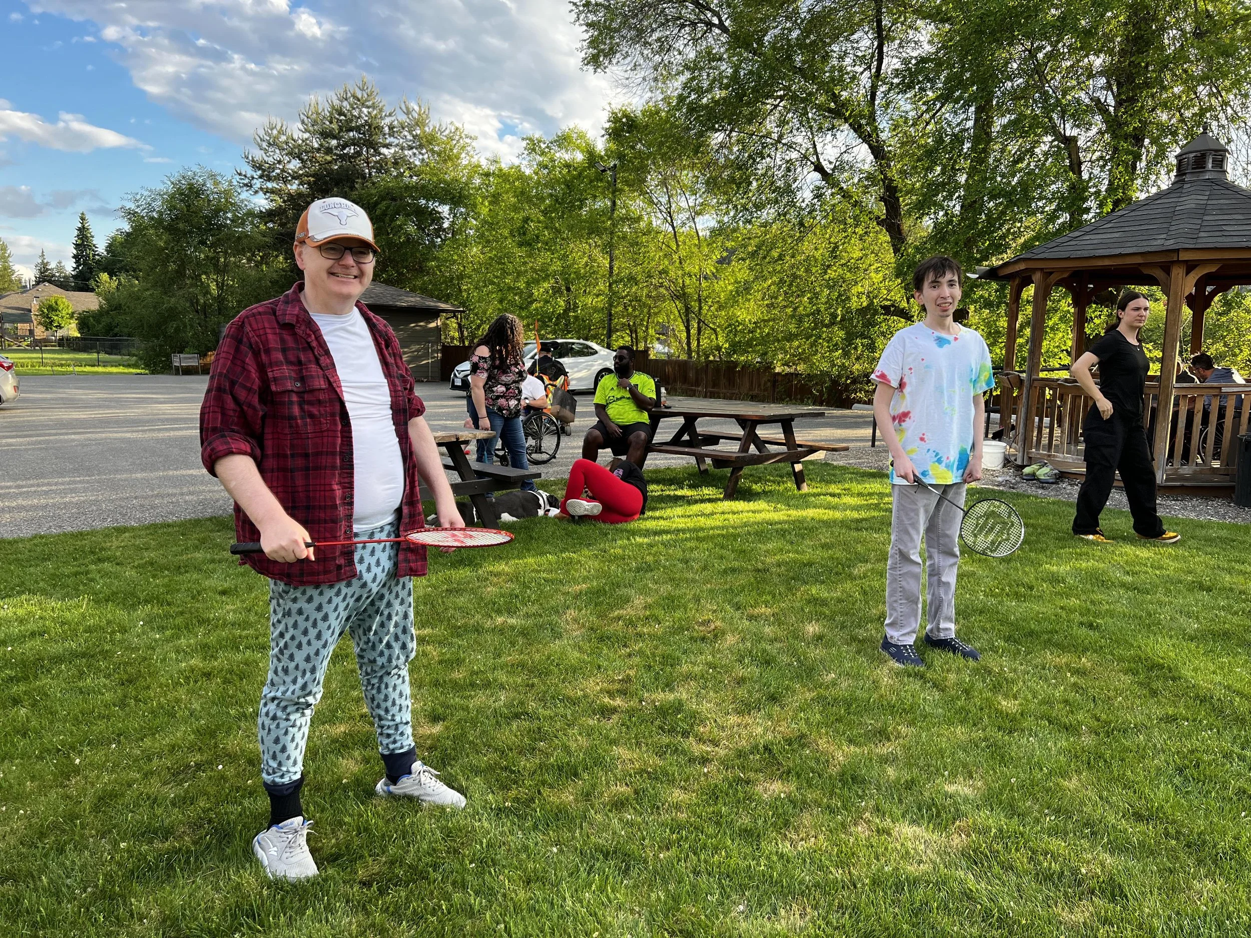 Person playing badminton with a Health Coach at CONNECT Hamilton