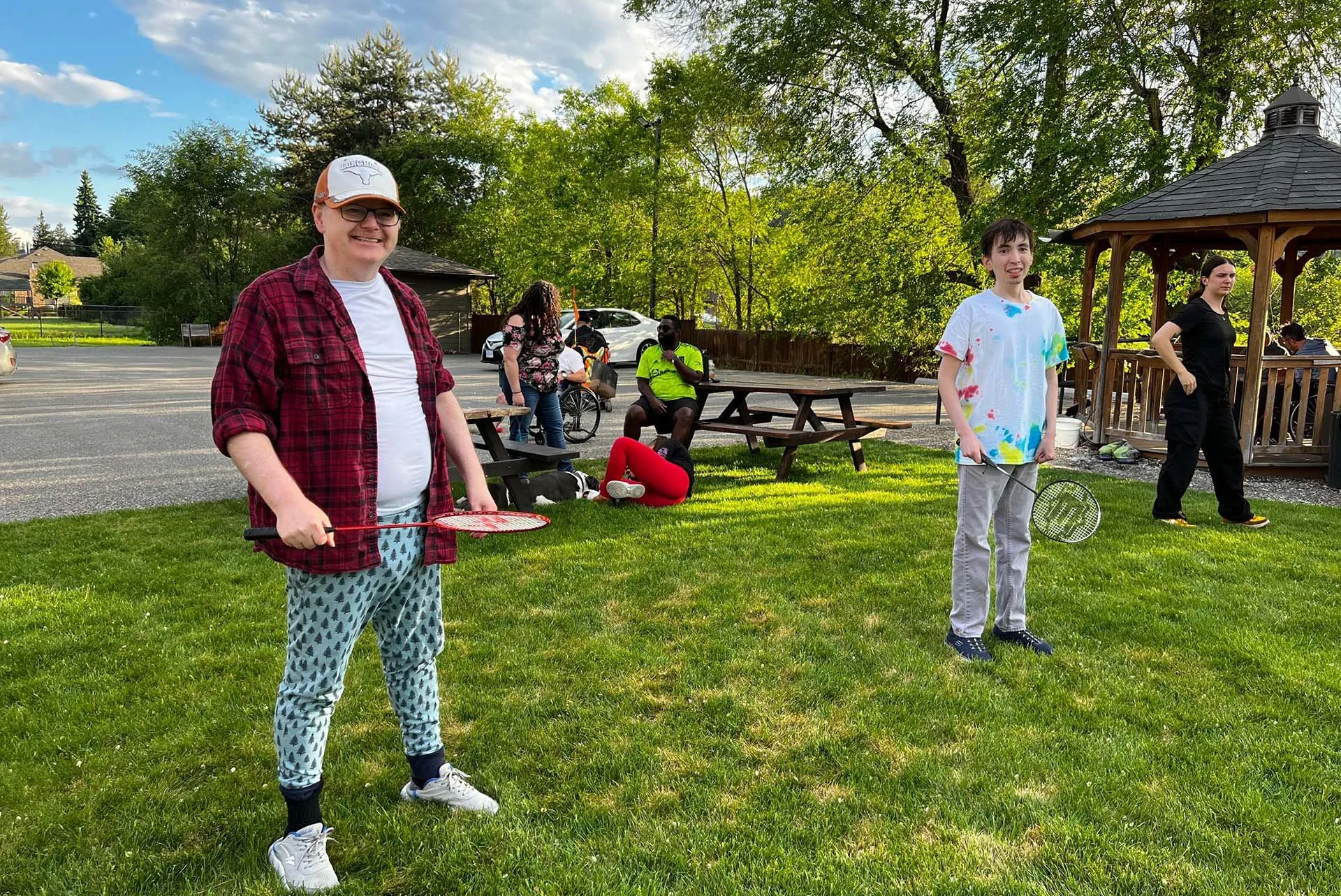 Person playing badminton with a Health Coach at CONNECT Hamilton