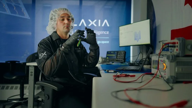 Engineer inspecting a component in the clean room