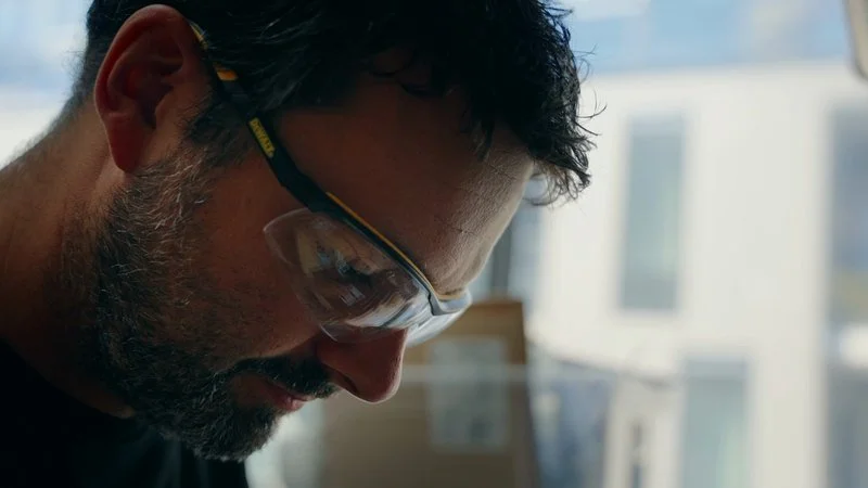 Engineer in safety glasses