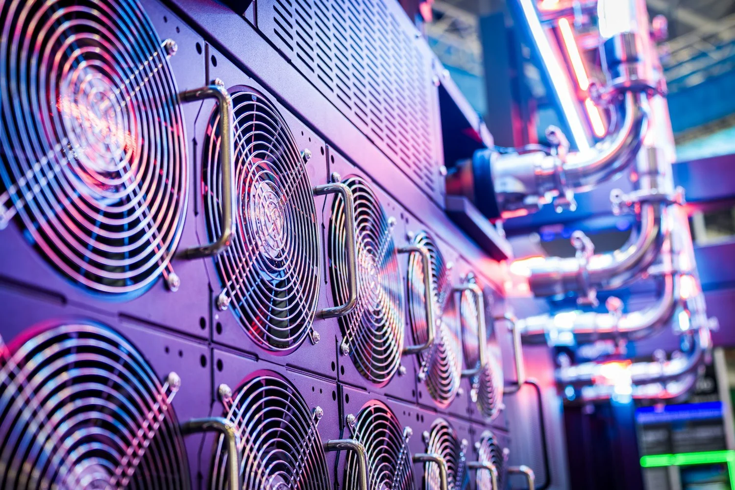 Close-up of server cooling fans in a data center