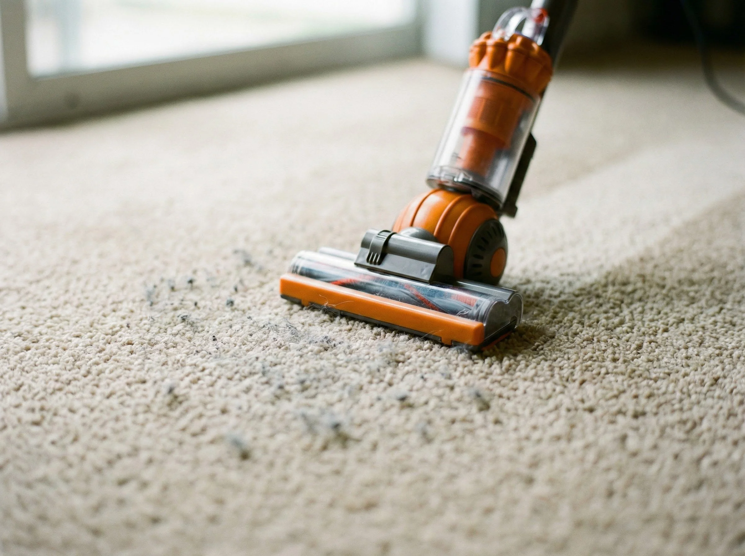 Miniature vacuum cleaner on rug