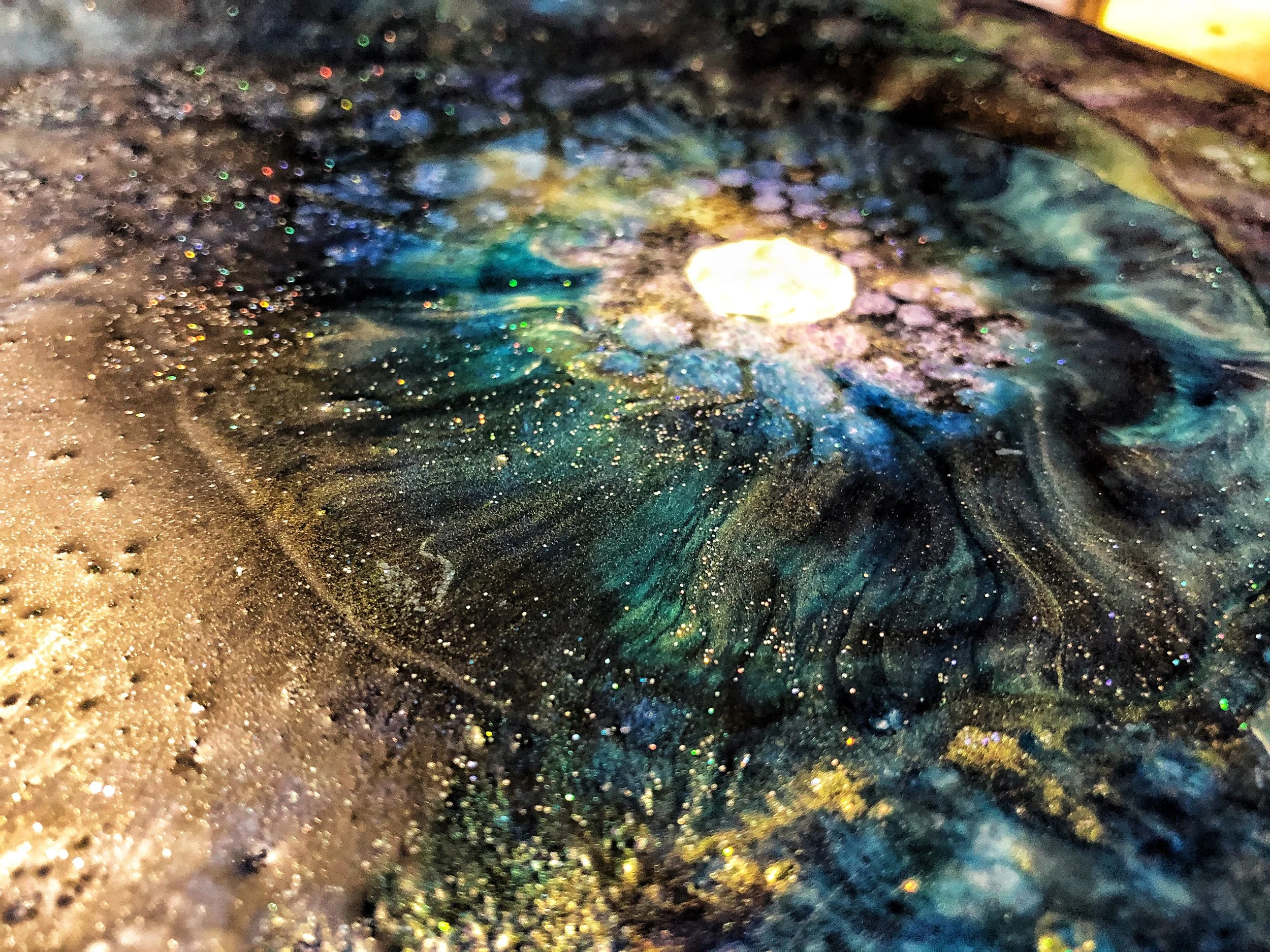 Encaustic painting with layered wax textures and luminous surface