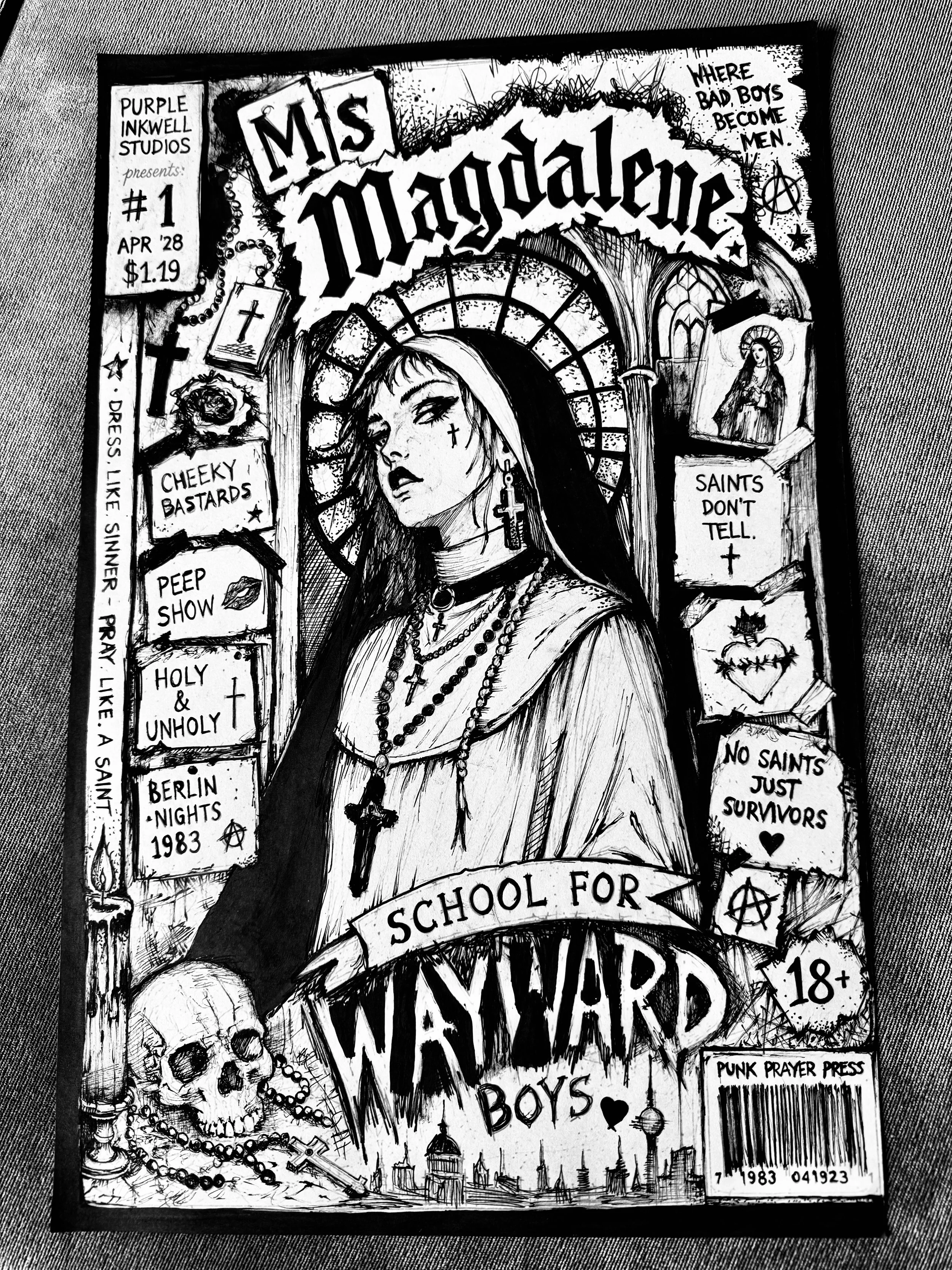 Hand-drawn traditional ink illustration by April Martin