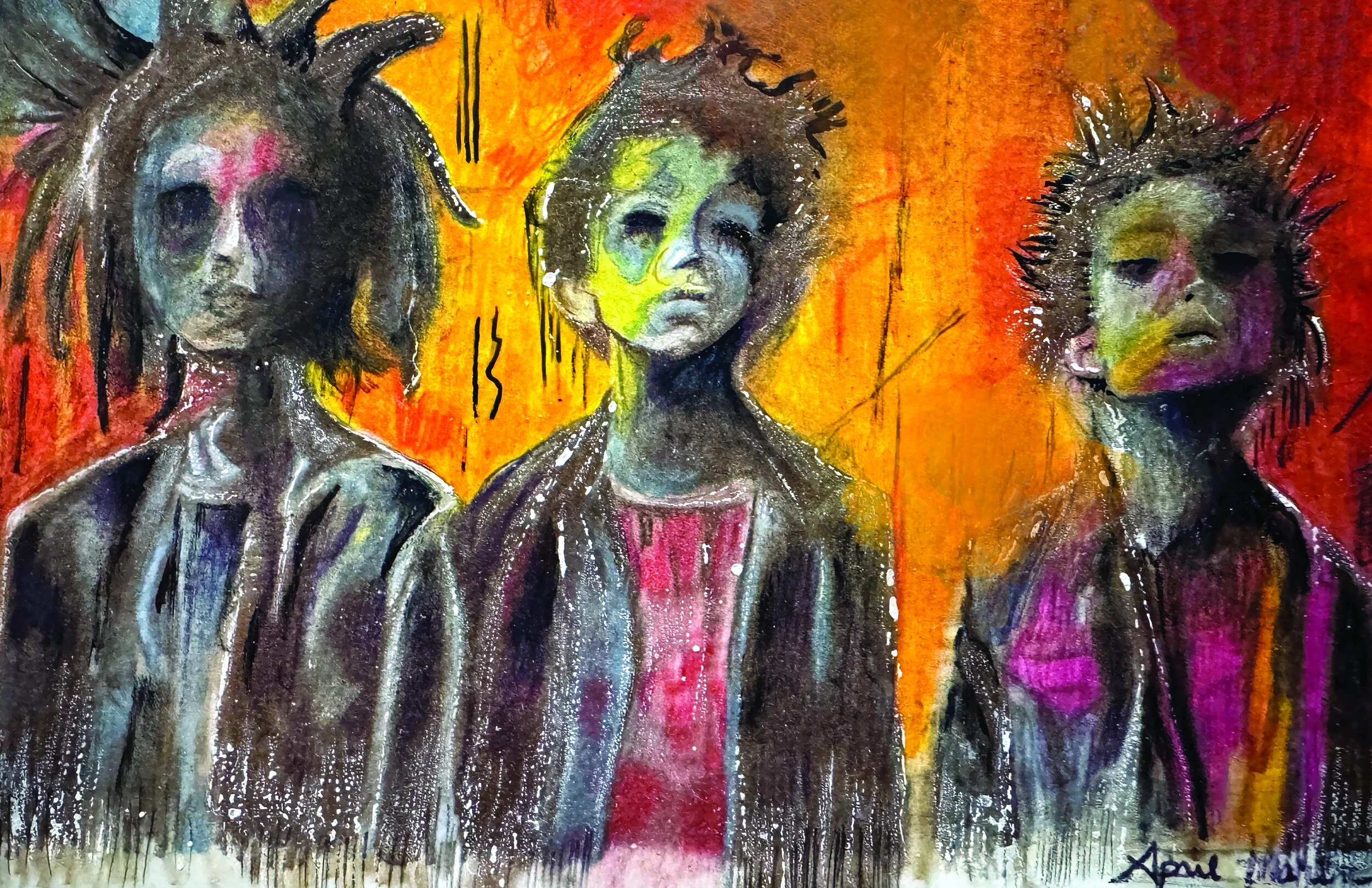 Traditional illustration study featuring expressive linework and value