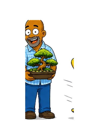 Grandpa holding bonsai