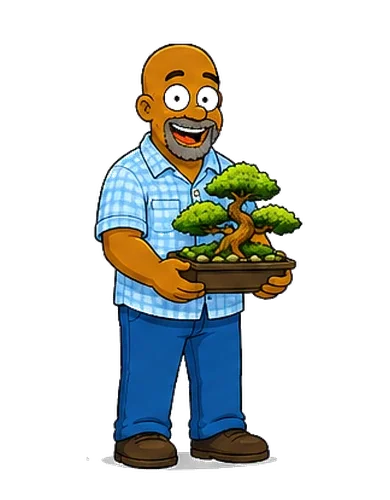 Grandpa AJ holding bonsai