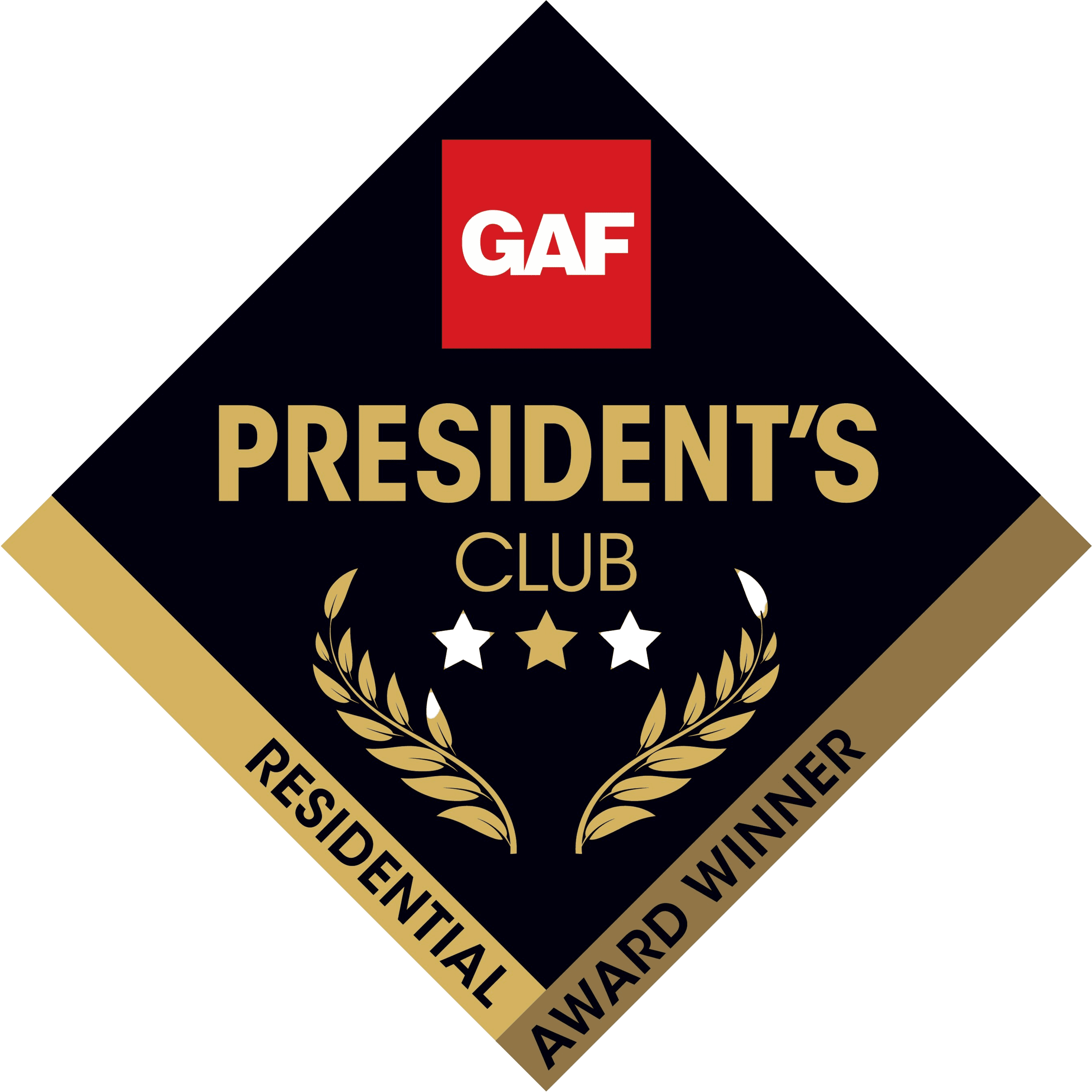 GAF Presidents Club 3 Star Residential Award Advanced Roofing and Siding Inc. Minnesota