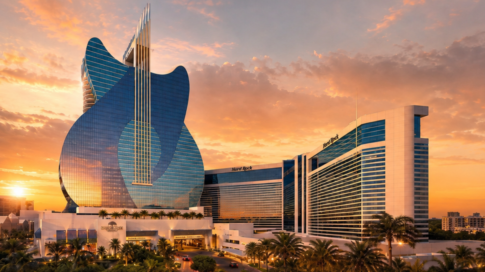 Artist's view of the guitar-shaped Hard Rock hotel tower