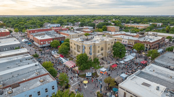 Historic downtown McKinney, Texas during community festival