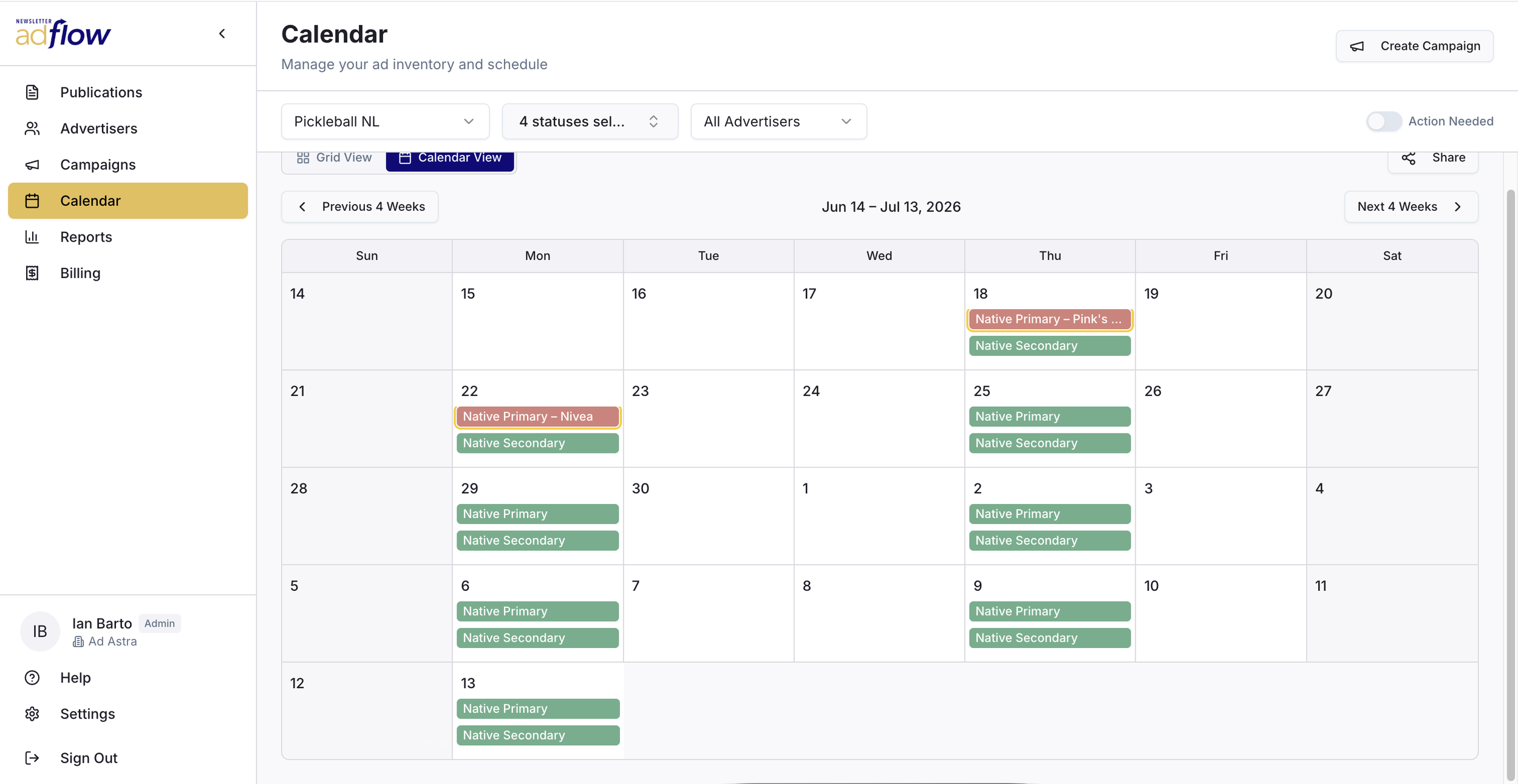 AdFlow interface