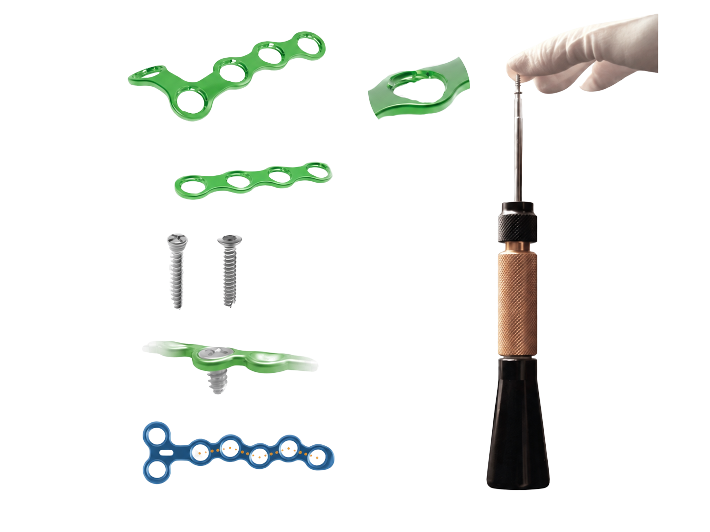 SUMMA Hand System plates, screws, and instruments
