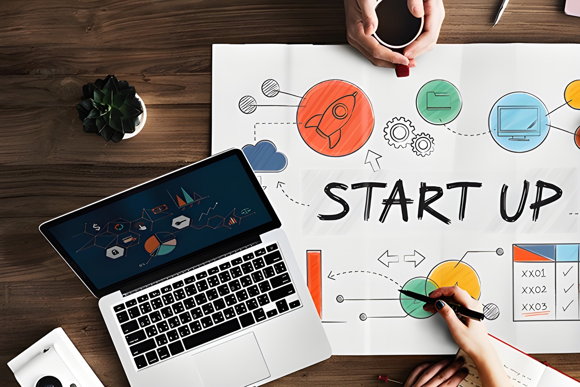 laptop with start up sign