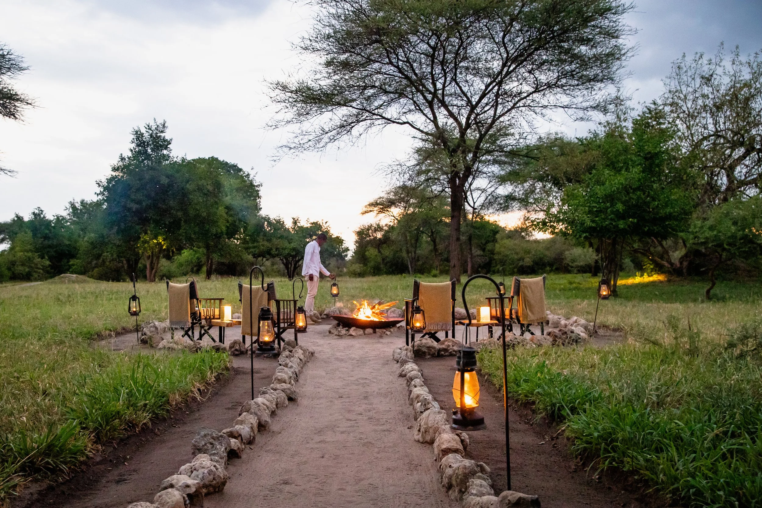 Fire at Sunset in Tanzania