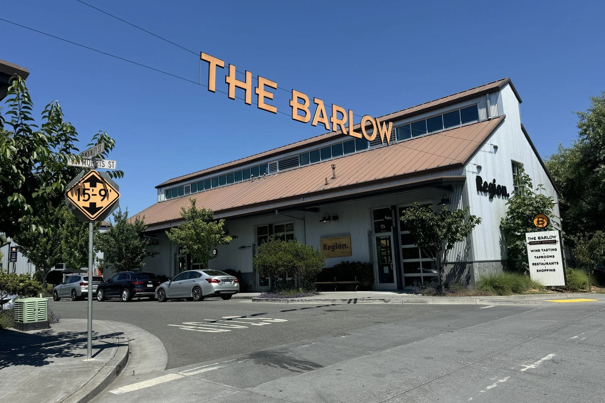 The Barlow sign over the street in downtown Sebastopol