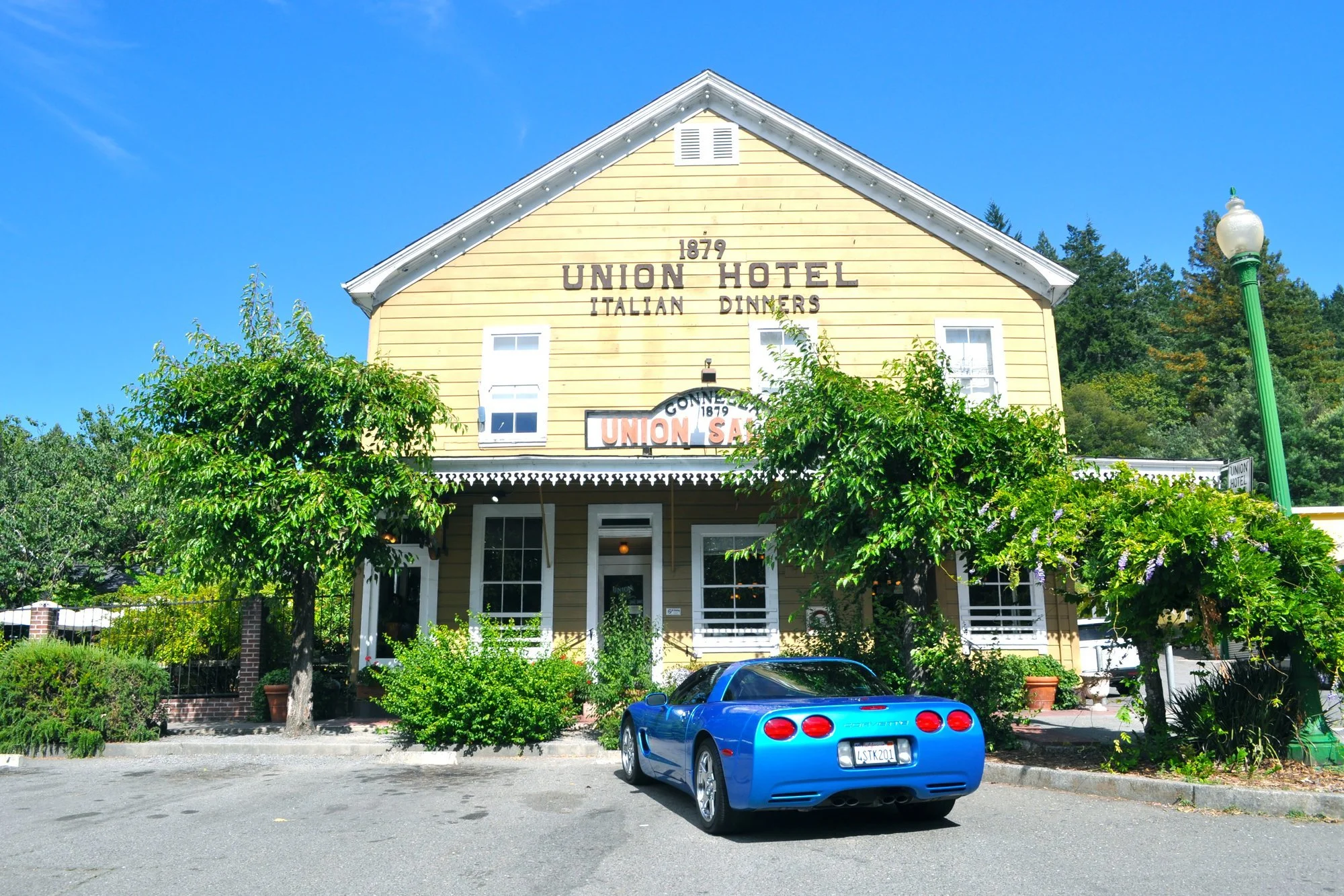 Yellow Union Hotel building in downtown Occidental
