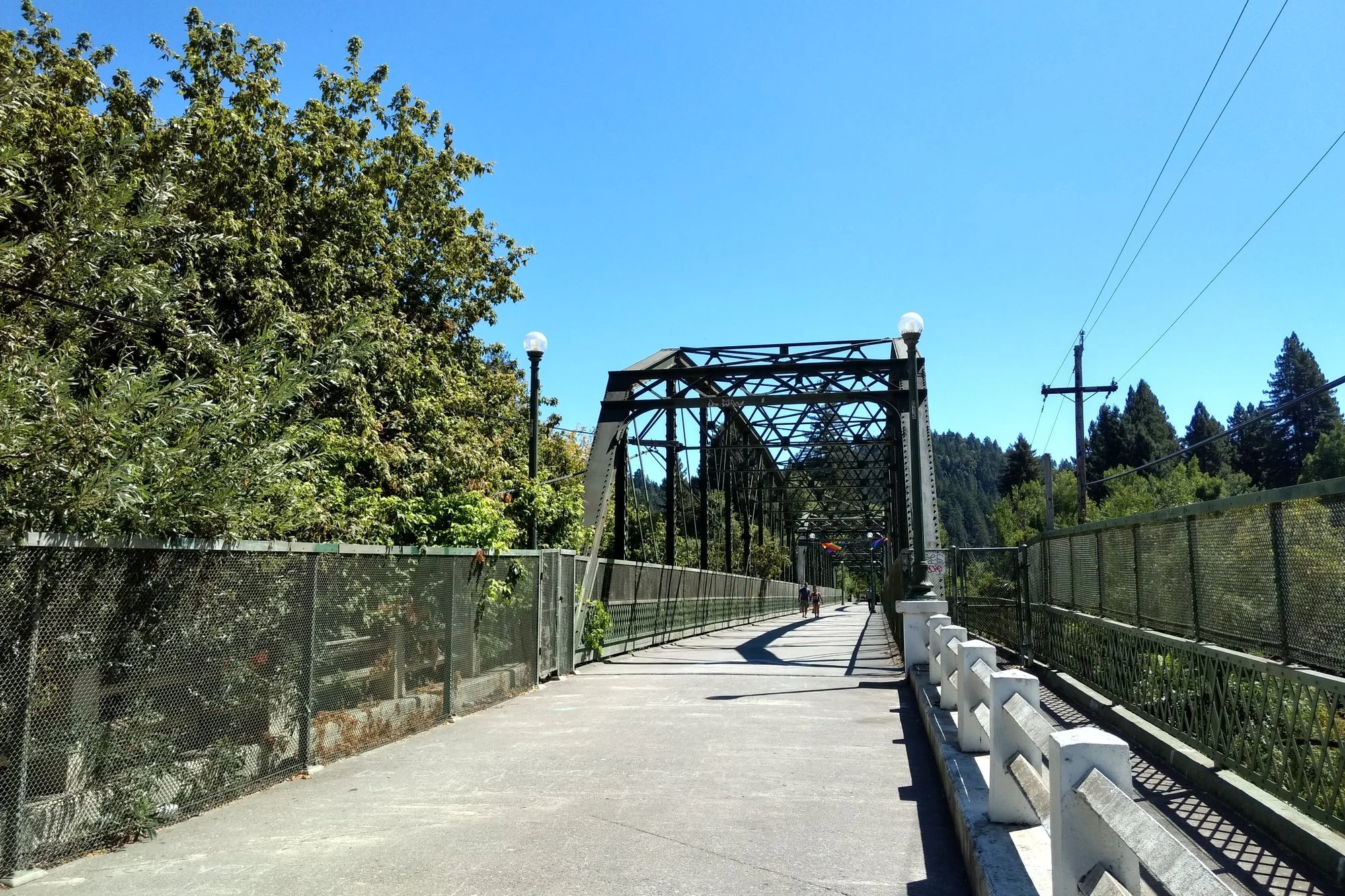 The historic steel truss Guerneville Bridge over the Russian River