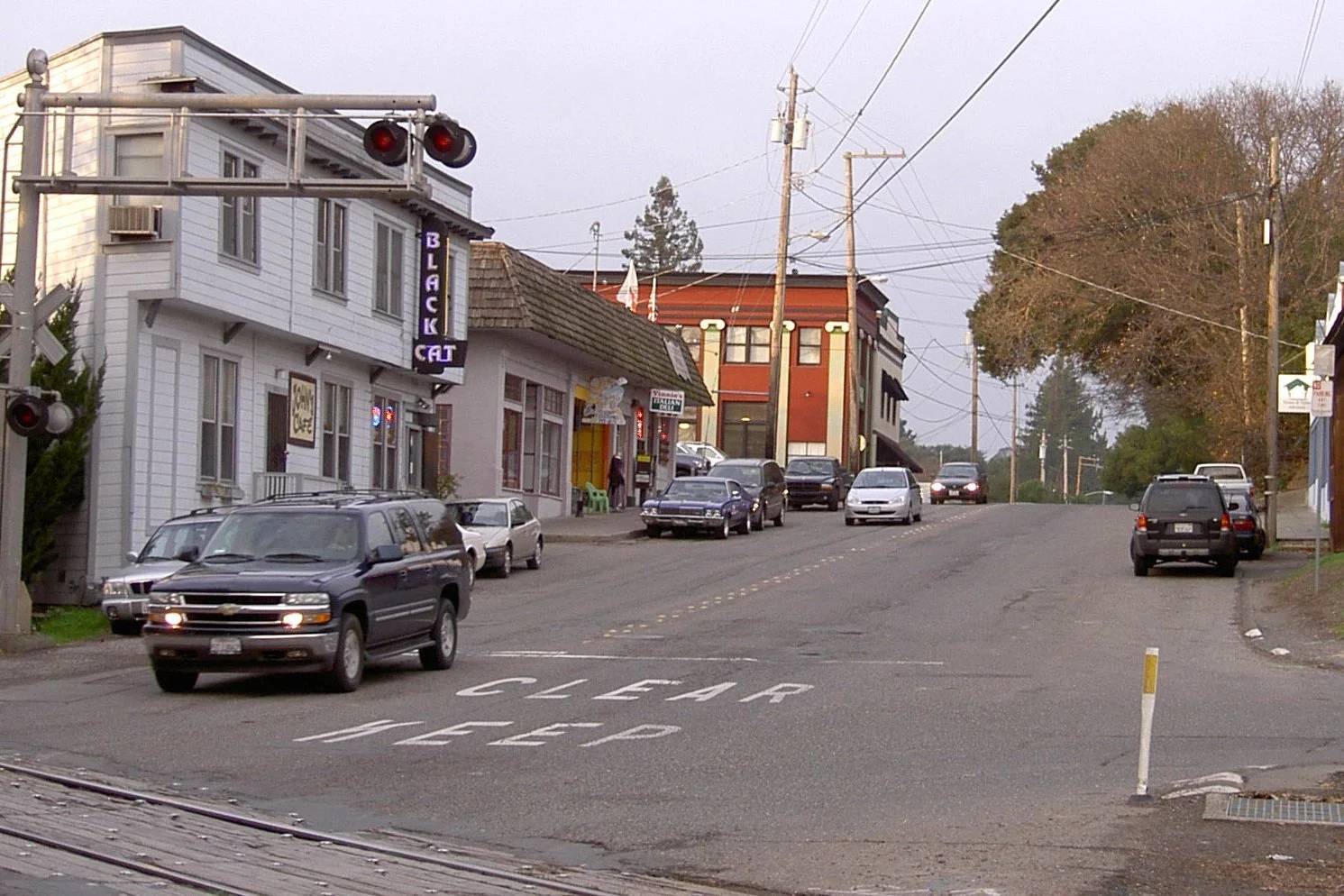Main Street in Penngrove looking north from the railroad crossing