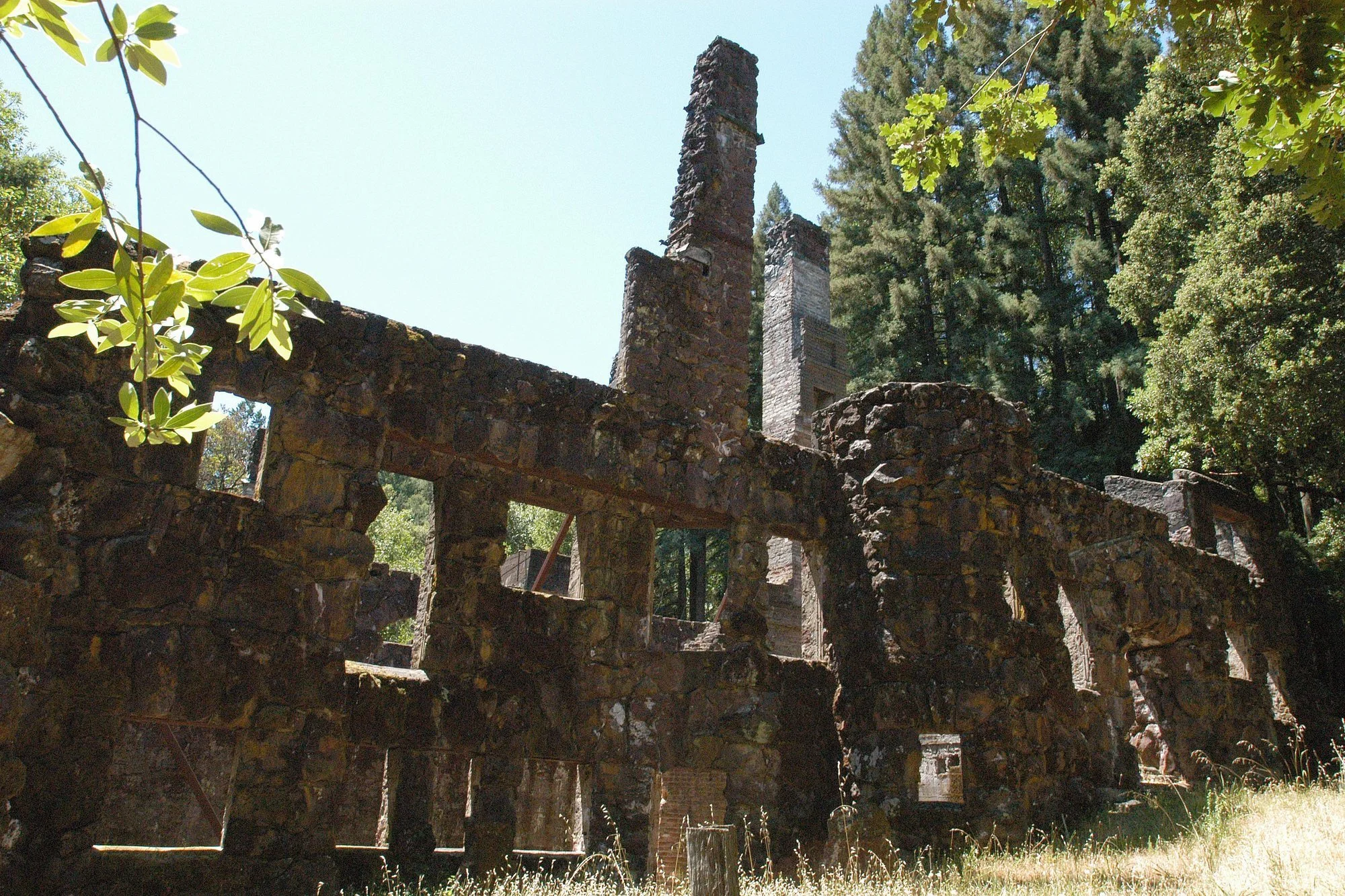 Stone ruins of Jack London's Wolf House at Jack London State Historic Park in Glen Ellen