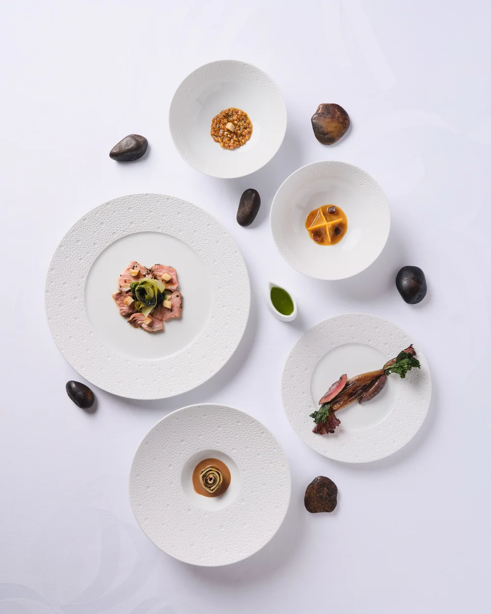 Tasting menu on Bernardaud stones at Sketch - photograph by Claude Okamoto