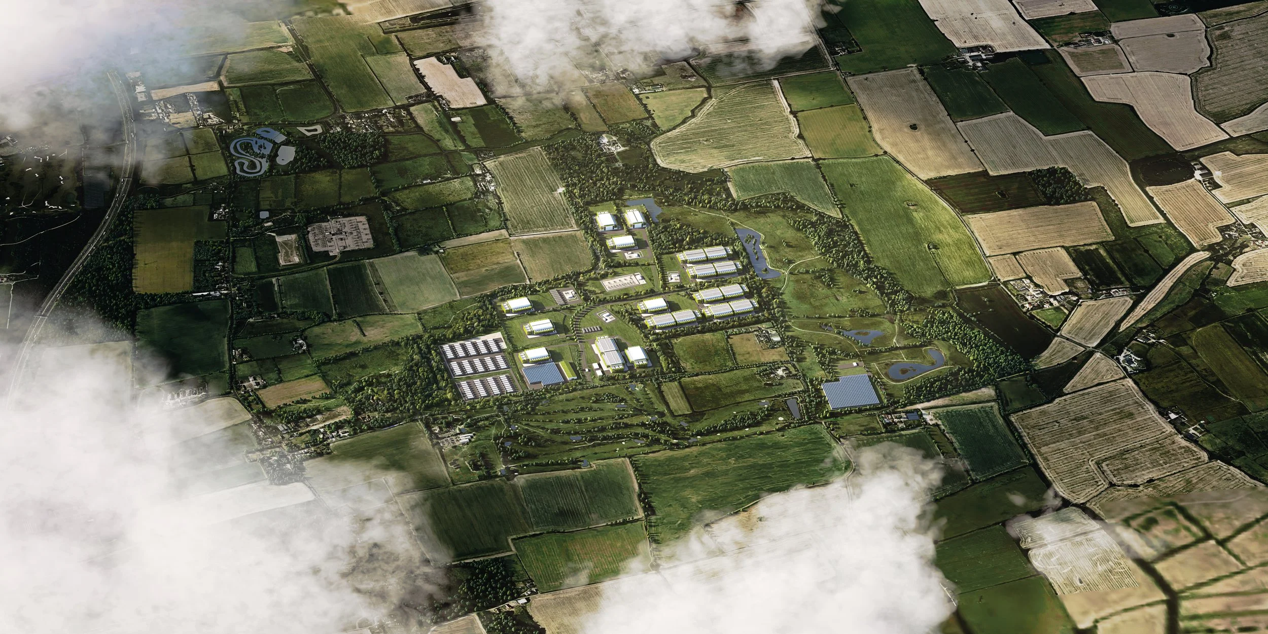 Wireframe render of a flexible data centre design