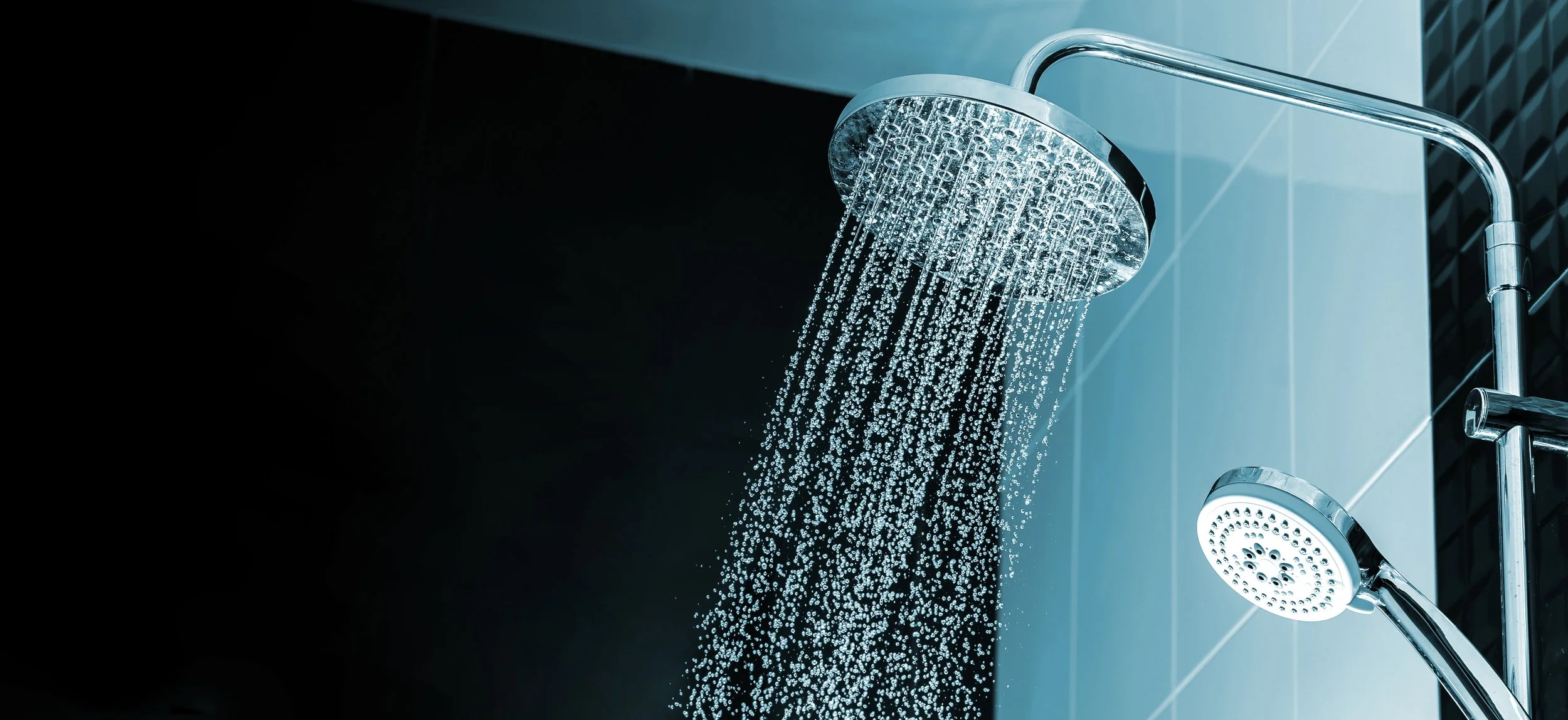 Water running from a shower head