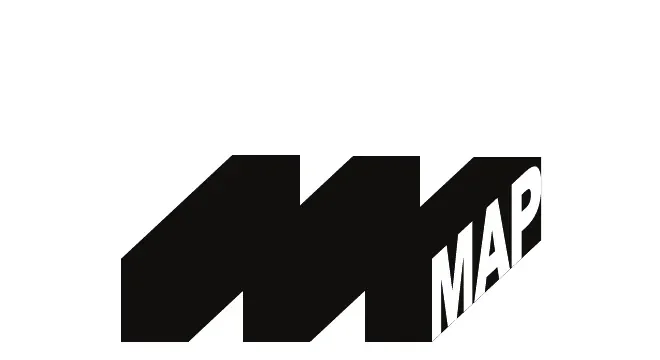 Concept two: stacked block letterforms modeled on cargo containers, in black