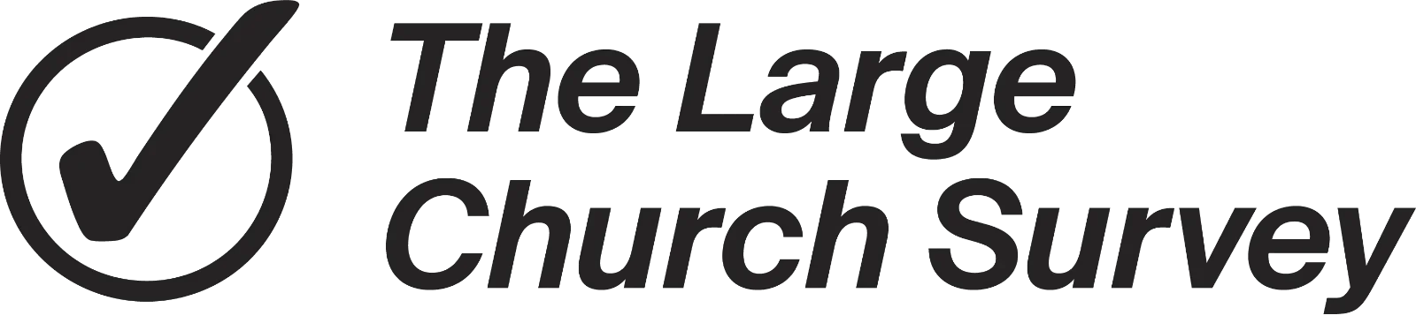 The Large Church Survey wordmark: a check mark in a circle beside the name