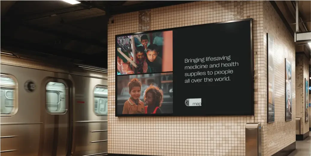 Concept three shown on a poster in a subway station