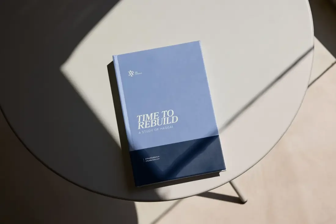 Time to Rebuild, a study of Haggai, Bible study cover in vista blue and navy